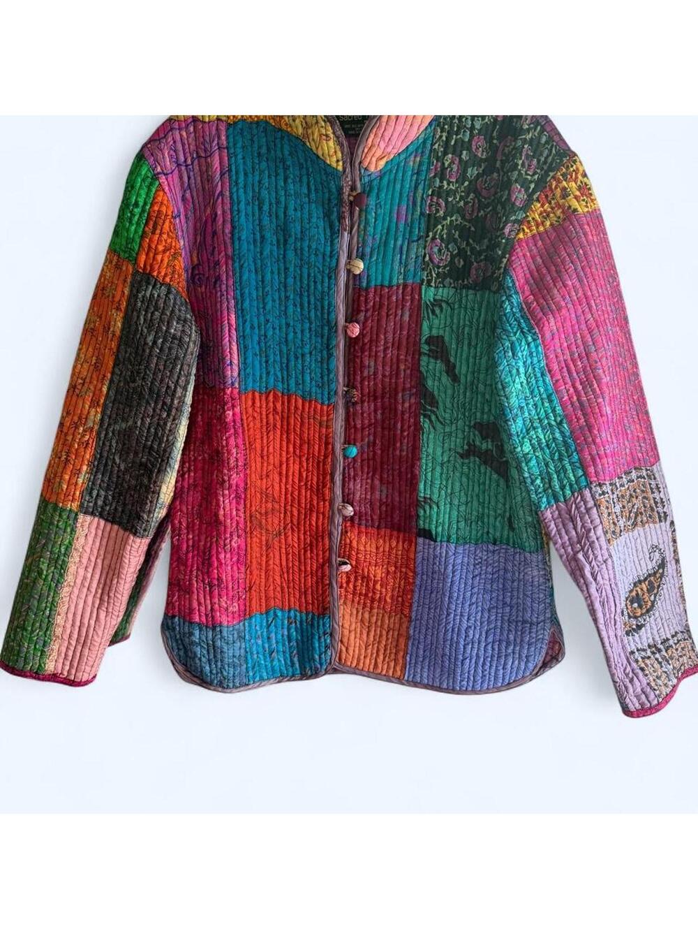 Sacred Threads silk quilted patchwork jacket